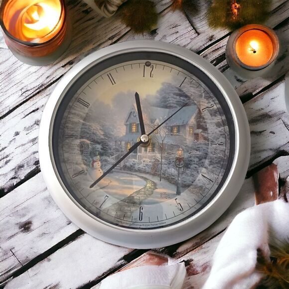 Thomas Kinkade Wall Clock 2004 The Night Before Christmas Musical Winter VIDEO. - Picture 12 of 14